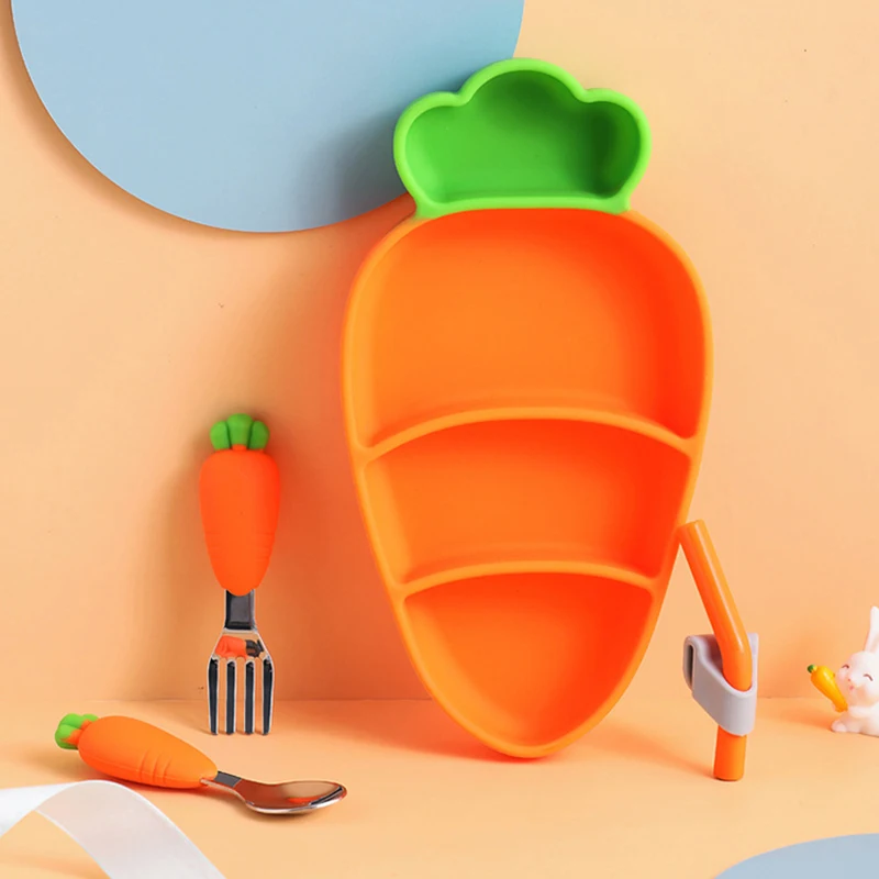 Self Feed Spoon - Dziecięca zastawa stołowa silikonowa marchewka do