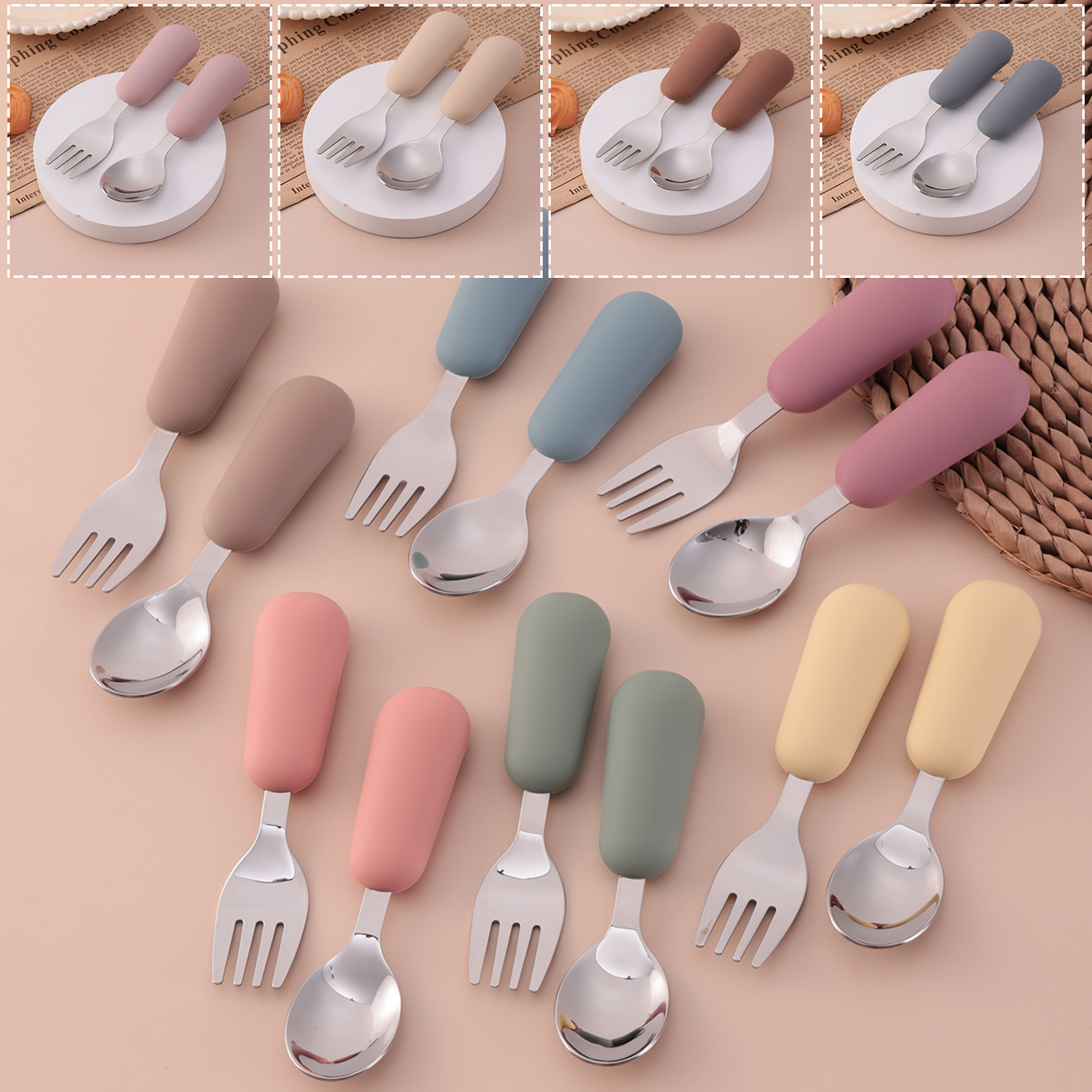 Baby Food Lunch - Color Kids 2PCS Zestaw sztućców ze