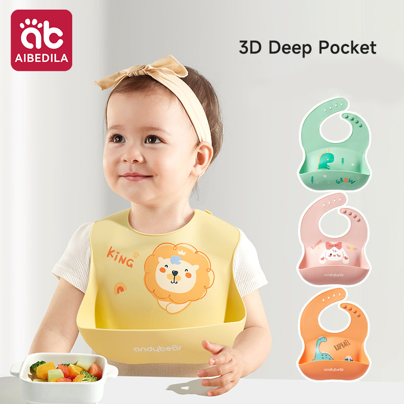 Baby Food Year Old - AIBEDILA Silikonowy Śliniak dla Niemowląt Wodoodporny