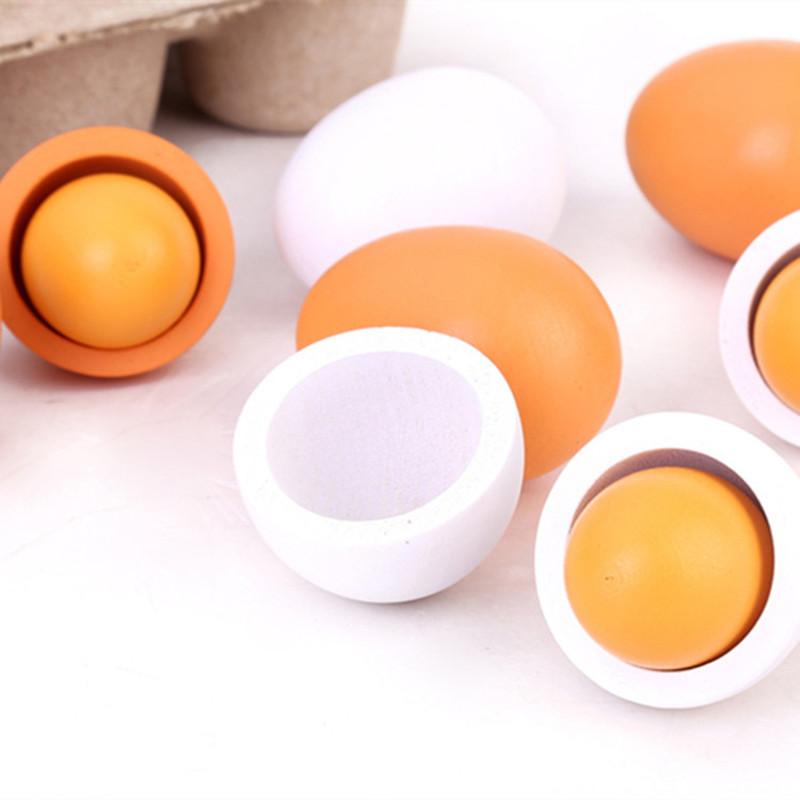 Baby Food Egg - 6Pcs Zestaw drewnianych sztucznych jajek do