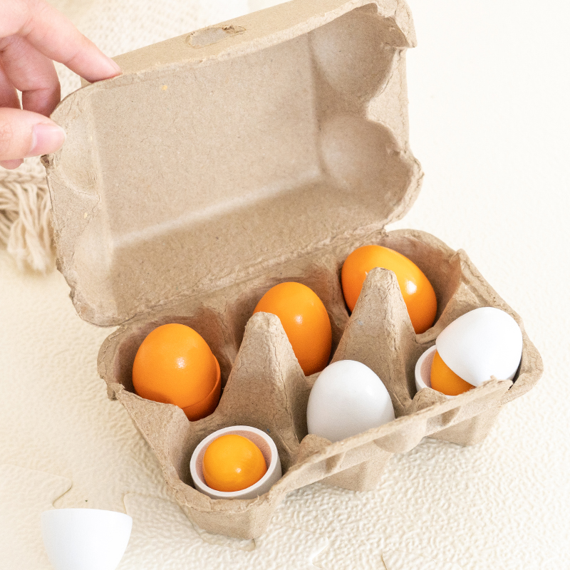 Baby Food Under 1 Year - 6 sztuk drewnianych jajek Zabawki kuchenne